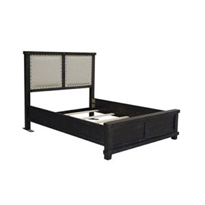 BOWERY HILL Modern California King Wood Upholstered Panel Bed in Espresso