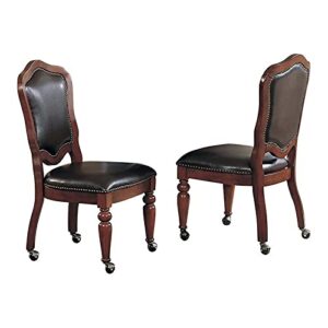 bowery hill 18″ wood dining chairs in brown cherry (set of 2)