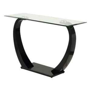 bowery hill contemporary glass sofa console table with black base