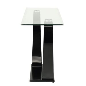 BOWERY HILL Contemporary Glass Sofa Console Table with Black Base