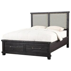 bowery hill traditional upholstered queen panel storage bed in espresso