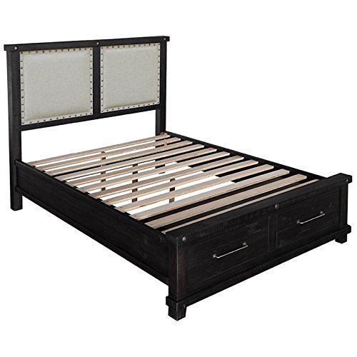 BOWERY HILL Traditional Upholstered Queen Panel Storage Bed in Espresso