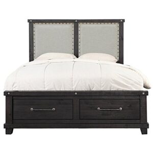 BOWERY HILL Traditional Upholstered Queen Panel Storage Bed in Espresso