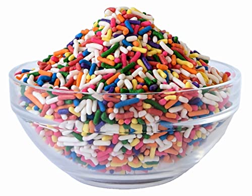 Medley Hills Farm Rainbow Sprinkles in Reusable Container 2.2 Lbs. - Great Bulk Rainbow Sprinkles for Cake Decorating - Sprinkles for Cookie Decorating - Brownies and ice Cream toppings