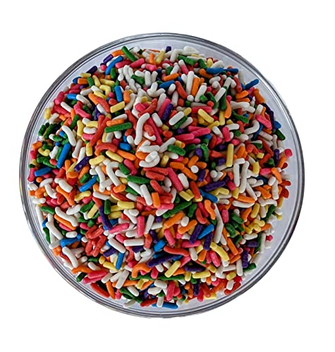 Medley Hills Farm Rainbow Sprinkles in Reusable Container 2.2 Lbs. - Great Bulk Rainbow Sprinkles for Cake Decorating - Sprinkles for Cookie Decorating - Brownies and ice Cream toppings