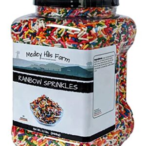 Medley Hills Farm Rainbow Sprinkles in Reusable Container 2.2 Lbs. - Great Bulk Rainbow Sprinkles for Cake Decorating - Sprinkles for Cookie Decorating - Brownies and ice Cream toppings