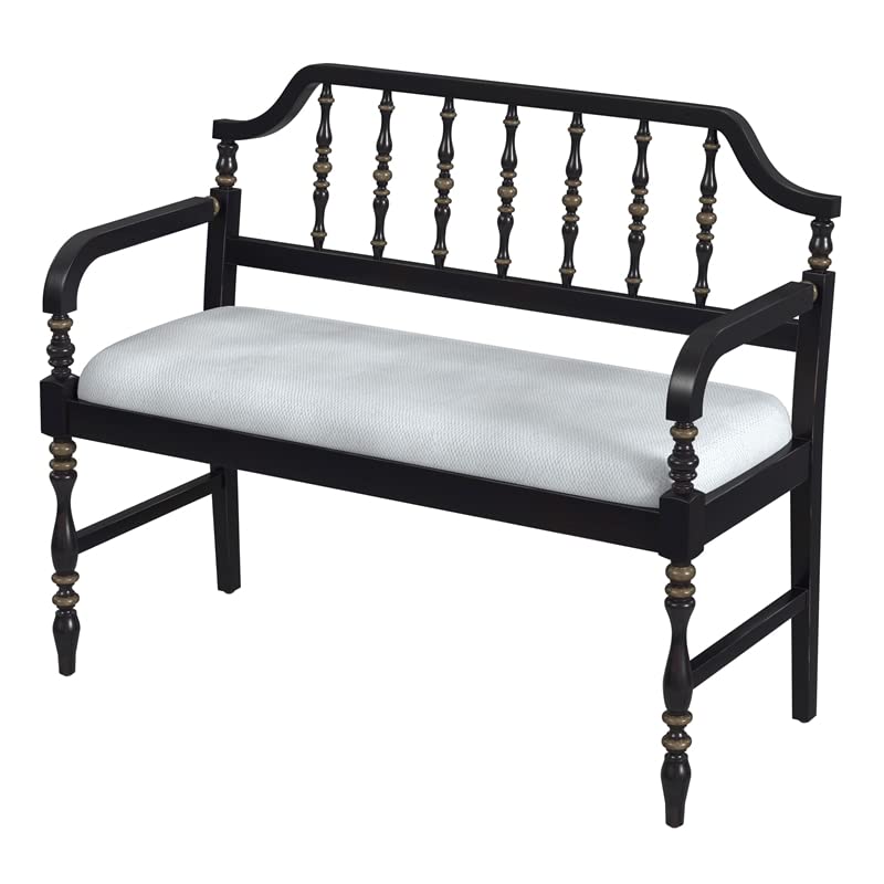 BOWERY HILL Transitional Cafe Noir Wood Upholstered Bench in Black