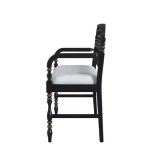 BOWERY HILL Transitional Cafe Noir Wood Upholstered Bench in Black