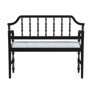 BOWERY HILL Transitional Cafe Noir Wood Upholstered Bench in Black