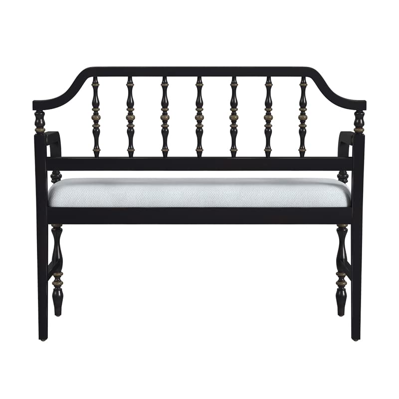 BOWERY HILL Transitional Cafe Noir Wood Upholstered Bench in Black