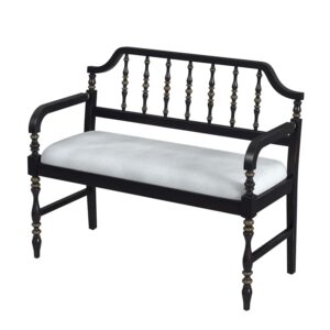 BOWERY HILL Transitional Cafe Noir Wood Upholstered Bench in Black