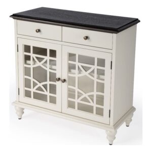 bowery hill traditional wooden 2 door 2 drawer cabinet – white