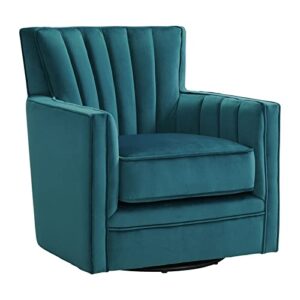 bowery hill contemporary styled wood green finish swivel chair