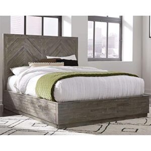 BOWERY HILL Modern Mahogany Solid Wood King Panel Platform Bed