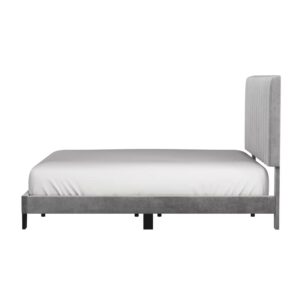 BOWERY HILL Modern Upholstered King Platform Bed in Gray Fabric