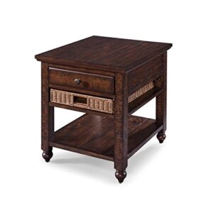 bowery hill transitional wood top 1 drawer end table in brown