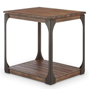 bowery hill modern wood industrial end table in bourbon finish