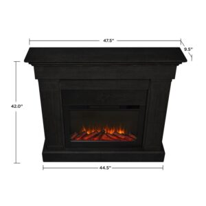 BOWERY HILL 47.5" Slim Solid Wood and Glass Electric Fireplace in Black