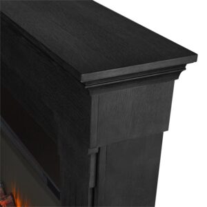 BOWERY HILL 47.5" Slim Solid Wood and Glass Electric Fireplace in Black