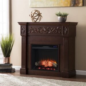 BOWERY HILL Modern Carved Touch Screen Electric Fireplace in Rich Espresso