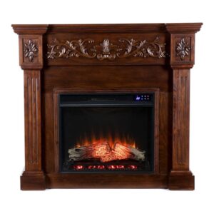 BOWERY HILL Modern Carved Touch Screen Electric Fireplace in Rich Espresso