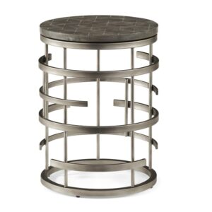 bowery hill antiqued concrete top and metal base gray chairside table
