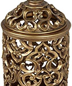 Kensington Hill Sherise Antique Gold Fleur-de-Lis Jars with Lid Set of 2