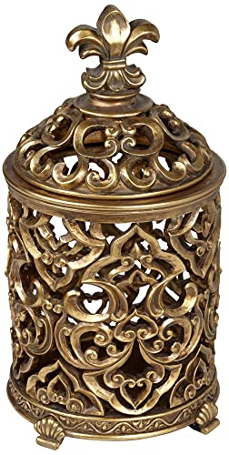 Kensington Hill Sherise Antique Gold Fleur-de-Lis Jars with Lid Set of 2