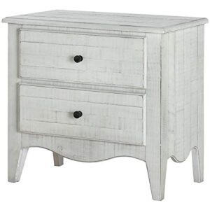 bowery hill modern 2 drawer solid wood nightstand in weathered white wash