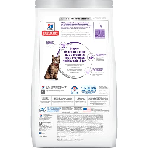 Hill's Science Diet Dry Cat Food, Adult, Sensitive Stomach & Skin, Chicken & Rice Recipe, 15.5 lb. Bag