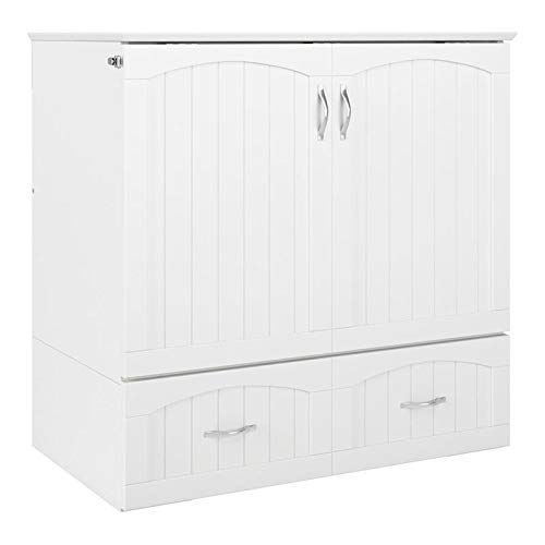 Bowery Hill Murphy Twin XL Bed Chest with Charging Station in White