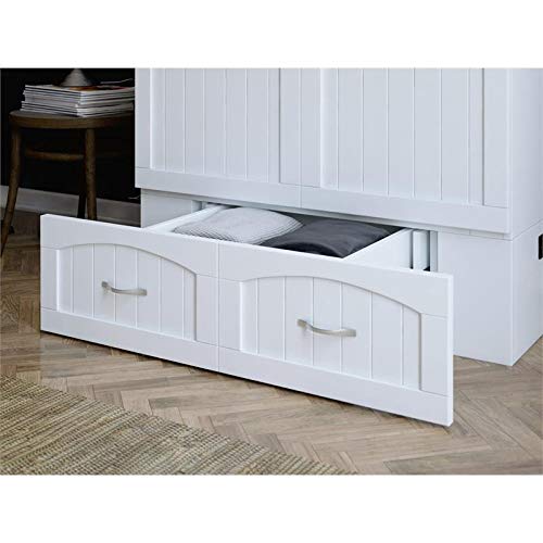 Bowery Hill Murphy Twin XL Bed Chest with Charging Station in White