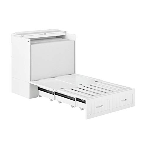 Bowery Hill Murphy Twin XL Bed Chest with Charging Station in White