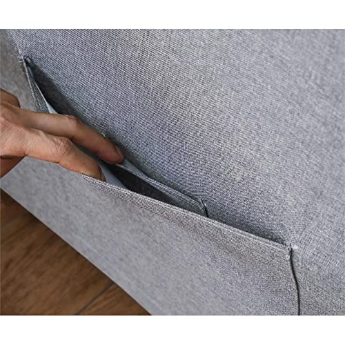 BOWERY HILL Light Gray Linen Fabric 3-in-1 Convertible Sleeper Sofa with Side Pocket