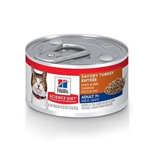 hill’s science diet wet cat food, adult 7+ for senior cats, savory turkey recipe, 2.9 oz cans, 24 pack