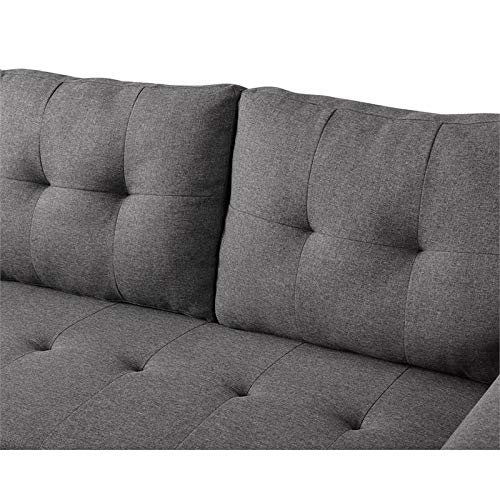 BOWERY HILL Steel Gray Linen Reversible/Sectional Sleeper Sofa with Storage for Small Space