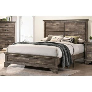 bowery hill transitional wood eastern king panel bed in gray