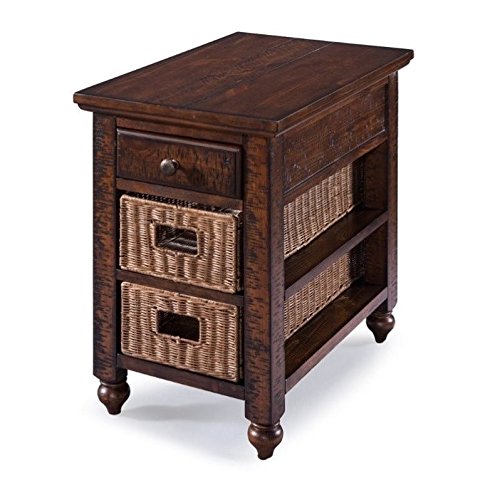 BOWERY HILL Transitional Wood Top 1 Drawer End Table in Brown