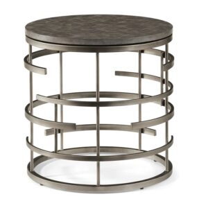 bowery hill concrete top and metal base gray finish lamp table