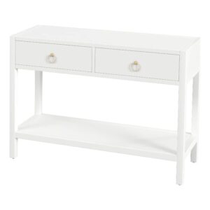 bowery hill modern 44″ two drawer wood console table – white