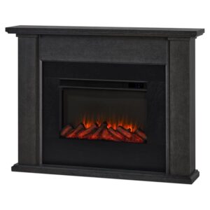 bowery hill 52″ slim solid wood and glass electric fireplace in gray finish