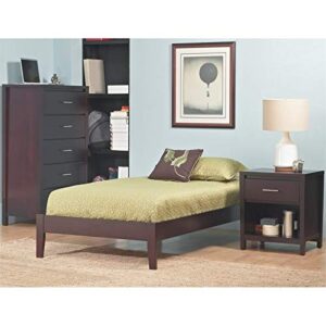 BOWERY HILL Contemporary California King Solid Wood Platform Bed in Chocolate