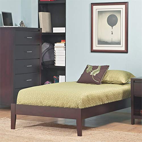 BOWERY HILL Contemporary California King Solid Wood Platform Bed in Chocolate