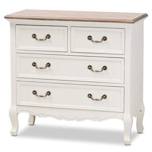 bowery hill antique french country cottage 4-drawer wood accent dresser in white and oak