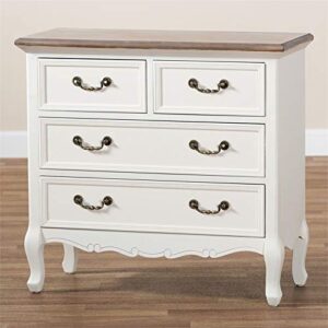 BOWERY HILL Antique French Country Cottage 4-Drawer Wood Accent Dresser in White and Oak