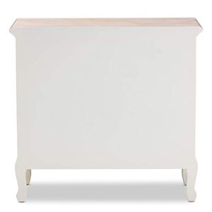 BOWERY HILL Antique French Country Cottage 4-Drawer Wood Accent Dresser in White and Oak