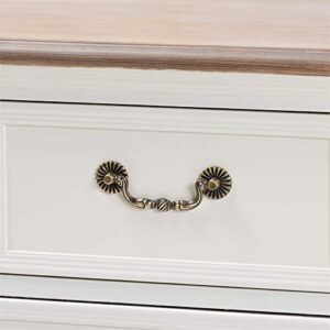 BOWERY HILL Antique French Country Cottage 4-Drawer Wood Accent Dresser in White and Oak