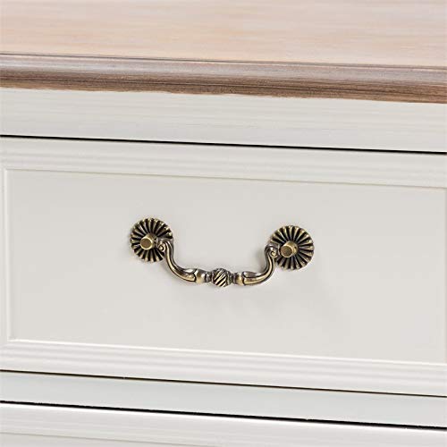 BOWERY HILL Antique French Country Cottage 4-Drawer Wood Accent Dresser in White and Oak