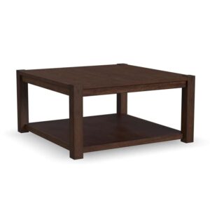 bowery hill transitional brown rustic square coffee table with casters