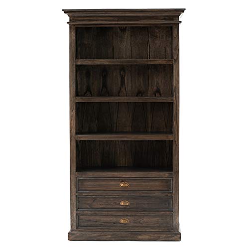 BOWERY HILL Coastl Styled Wooden Bookcase in Black Wash Finish